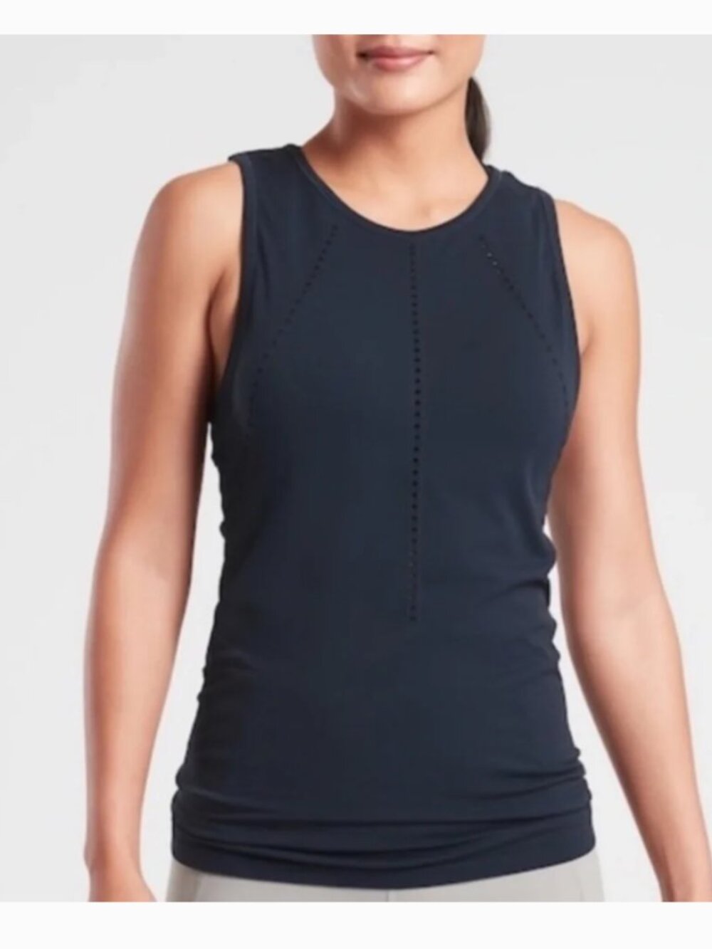 Athleta Foothill Tank Top XS Black Tie Split Back Wicking Yoga Run